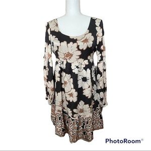 Aqua floral 100% Silk Dress S